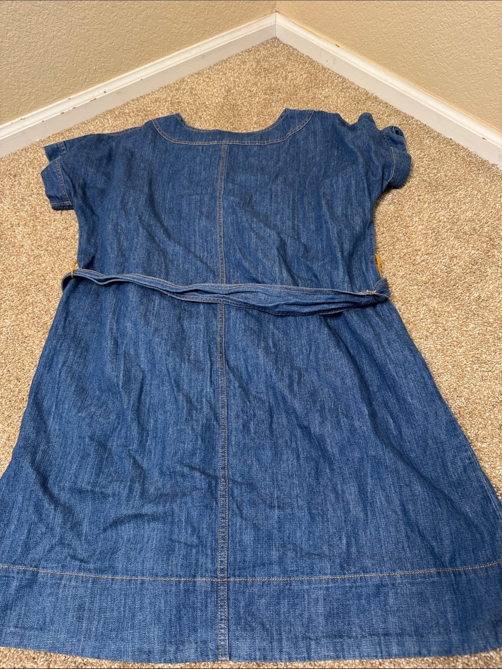 St. John's Bay Blue Denim Tie-Waist Dress chambray 100% Cotton jean western SZ L - Picture 8 of 8
